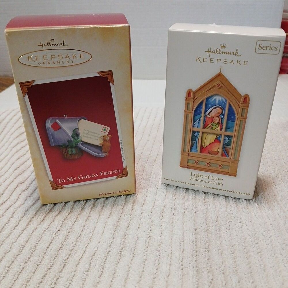 Lot Of 2 Vintage Hallmark Keepsake Ornaments To My GOUDA FRIEND/LIGHT OF LOVE